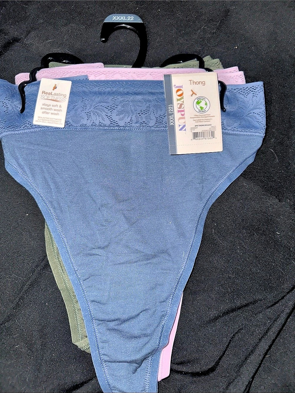 Joyspun Thong 3-Pack Lace Thongs Blue & Pink Size XXXL NWT
